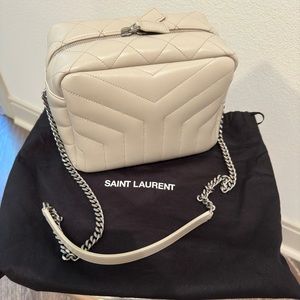 SAINT LAURENT Quilted Small Lou Lou Bowling Bag Ivory